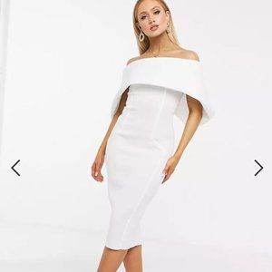 NWT ASOS Bardot Midi Pencil Dress - Ivory - Size 6